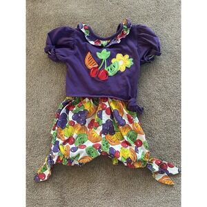 Vintage 90s Era Little By Little Size 4T Romper Colorful Fruit Design